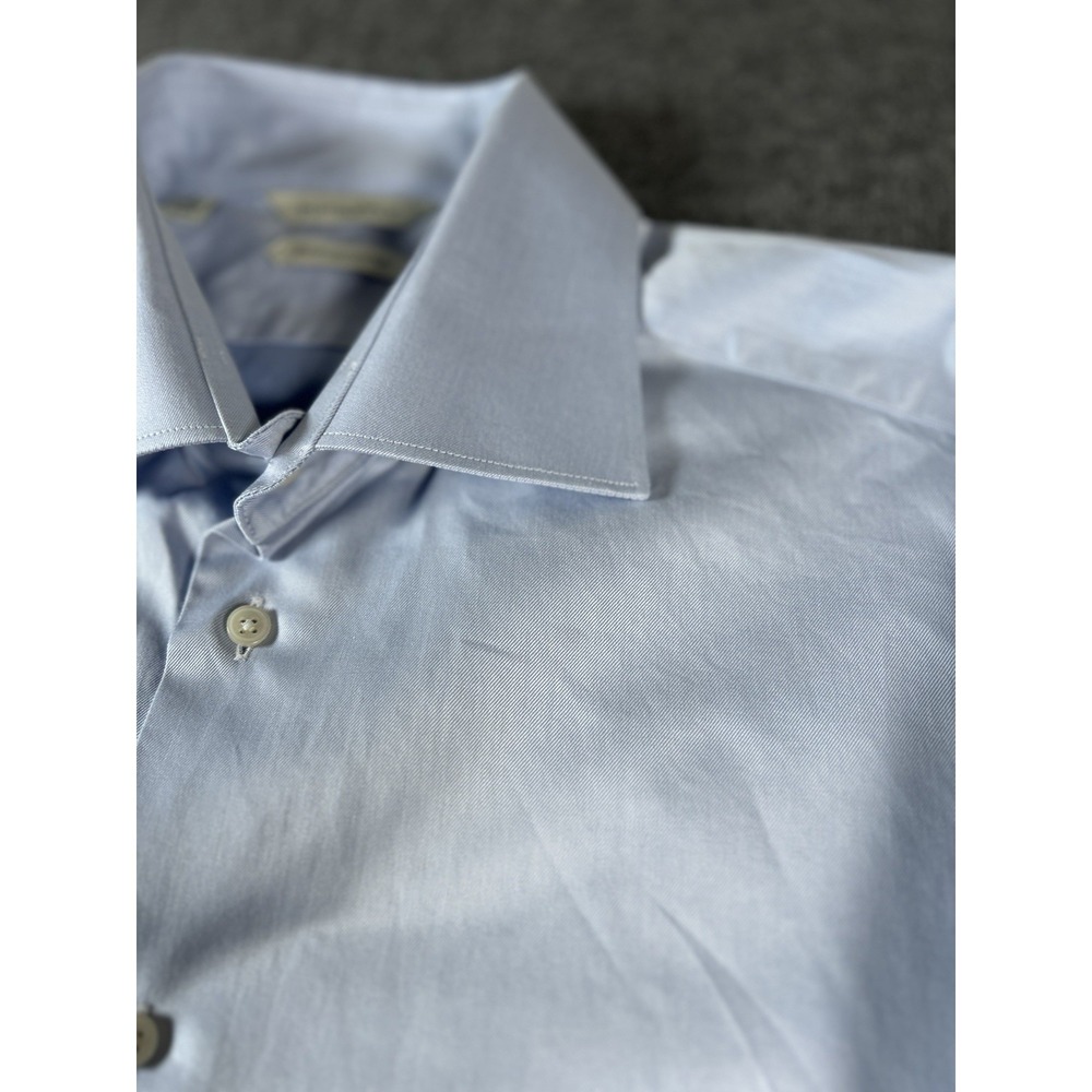 SuitSupply Egyptian Cotton Dress Shirt Men 16.5x42 Blue  Slim Fit